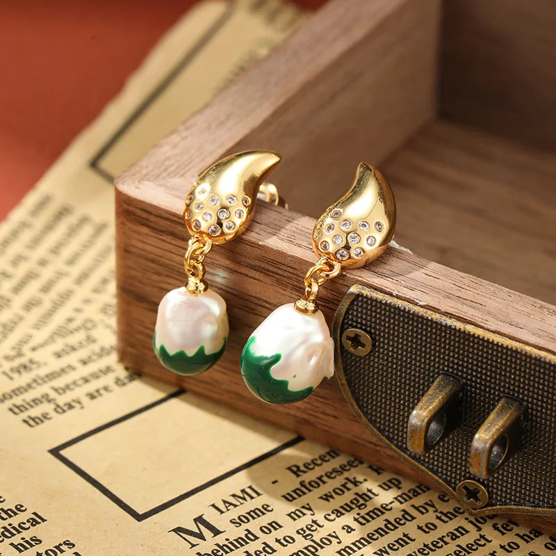 SUYU Jewelry Retro Bohemian Style Fat Droplet Imitation Pearl Earrings Women's Simple Fashion Earrings