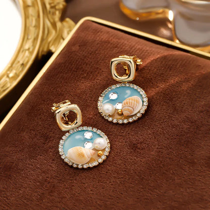 SUYU Enamel Drop Glaze Earrings Zircon Fashion Design Elegant Pearl Imitation Earrings Women's Earrings