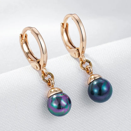 Wbmqda Unique Colorful Pearl Drop Earrings For Women 585 Rose Gold Color Fine Small Earring Jewelry Accessories