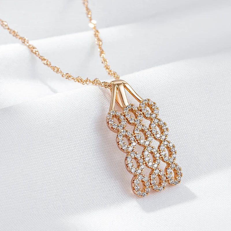 Kinel Unique Square Wide Pendant Necklace for Women Fashion 585 Rose Gold Color With Natural Zircon Ethnic Bride Retro Jewelry