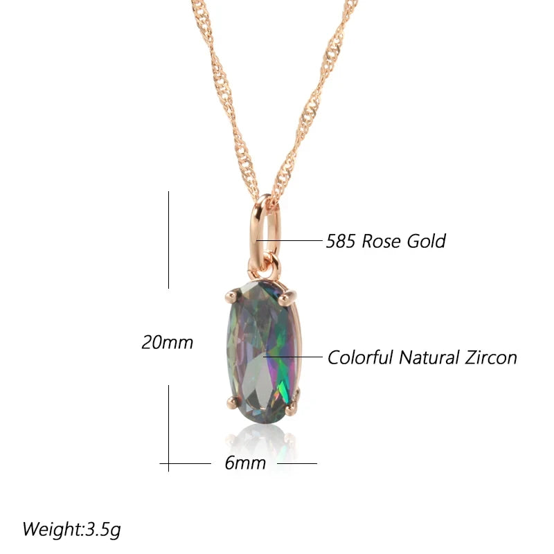 Wbmqda Colorful Stone Pendant And Necklace For Women 585 Rose Gold Color Simple Fashion Jewelry Accessories