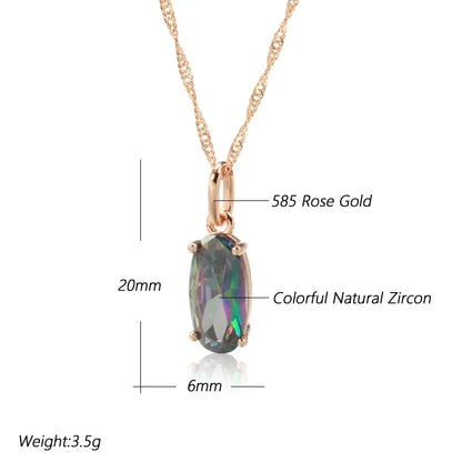 Wbmqda Colorful Stone Pendant And Necklace For Women 585 Rose Gold Color Simple Fashion Jewelry Accessories