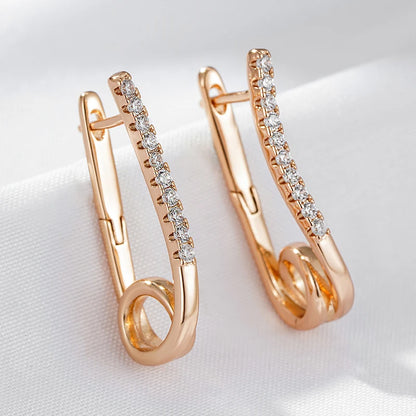 Kienl Hot 585 Rose Gold Long Dangle Earrings for Women Trendy Natural Zircon Accessories English Earrings Fine Daily Jewelry