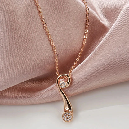 Kinel Hot 585 Rose Gold Color Glossy Pendant Necklace For Women Shiny Natural Zircon Pendant High Quality Daily Fine Jewelry