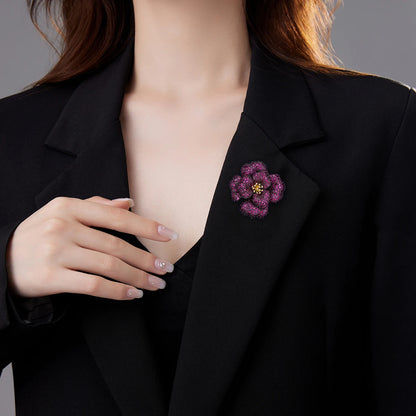 SUYU 2023 New Women's Luxury Brooch Exquisite Temperament Purple Green Rose Brooch Holiday Gift