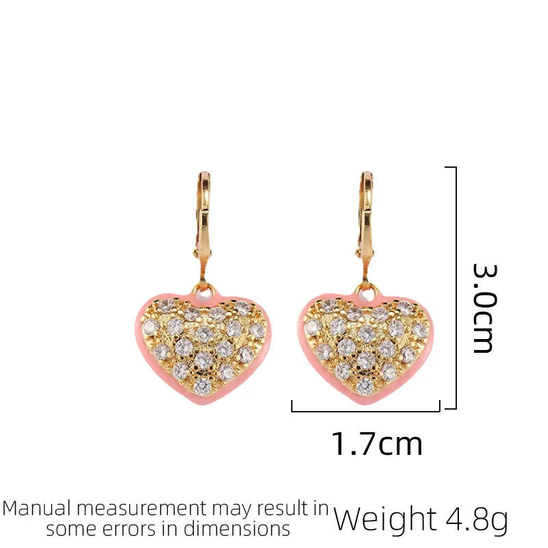 SUYU Fashionable And Elegant Accessories For Women Light Luxury Love Pink Drop Glazed Ear Buckle Earrings Small And Versatile