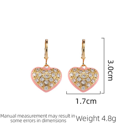 SUYU Fashionable And Elegant Accessories For Women Light Luxury Love Pink Drop Glazed Ear Buckle Earrings Small And Versatile