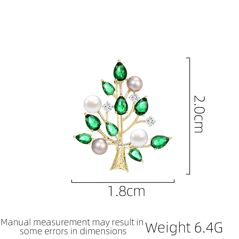 SUYU Classic Auspicious Luck Wealth Tree Brooch Light Luxury Temperament Suit Brooch Freshwater Imitation Pearl