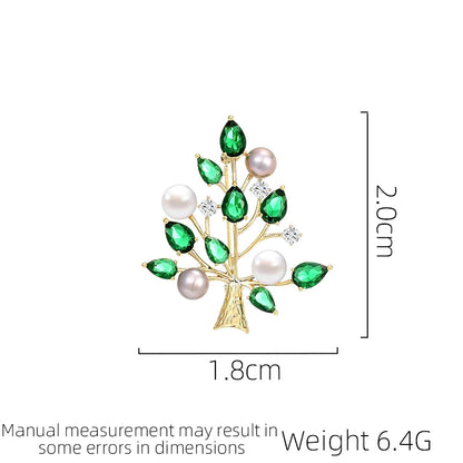 SUYU Classic Auspicious Luck Wealth Tree Brooch Light Luxury Temperament Suit Brooch Freshwater Imitation Pearl