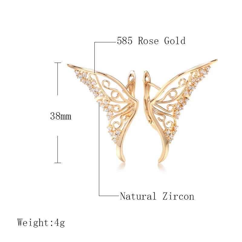 Wbmqda Korean Fashion Butterfly Drop Women's Earrings 585 Gold Plated Design Wedding Party Personalized Fine Jewelry Accessories