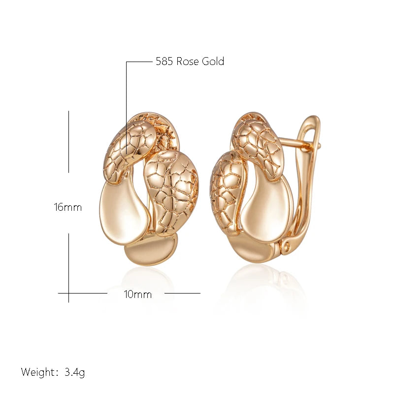 Wbmqda New Fashion 585 Rose Gold Color Geometric Irregular Flower Petal Shape Drop Earrings For Women High Quality Daily Jewelry