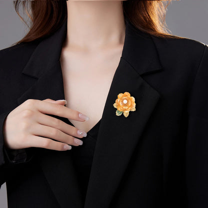 SUYU New Retro And Luxurious Peony Brooch Design Women's Luxurious Brooch Fashionable And Elegant Coat Holiday Accessories