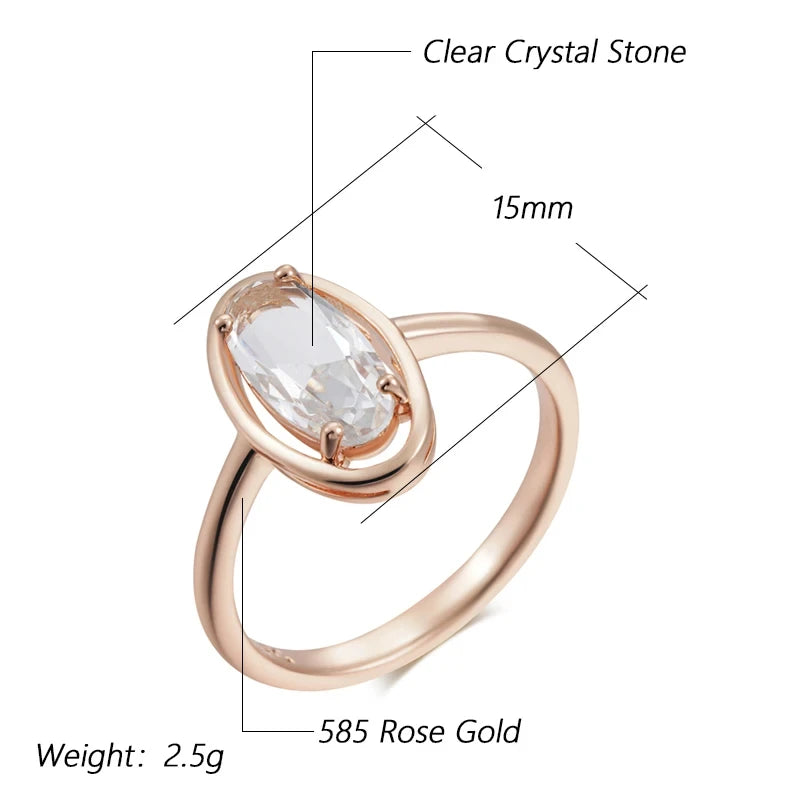 Wbmqda Elegant 585 Rose Gold Color Rings For Women Clear White Crystal Stone Setting Fine Wedding Jewelry Accessories