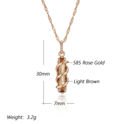 Wbmqda Unique Brown Pendant And Necklace For Women 585 Rose Gold Color Fashion Jewelry Accessories