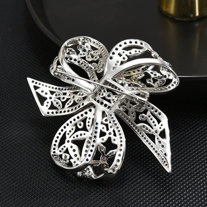 2023 Spring Personalized New Vintage Bow Fashion Zircon Inlaid Brooch Women's Exquisite Luxury Pin