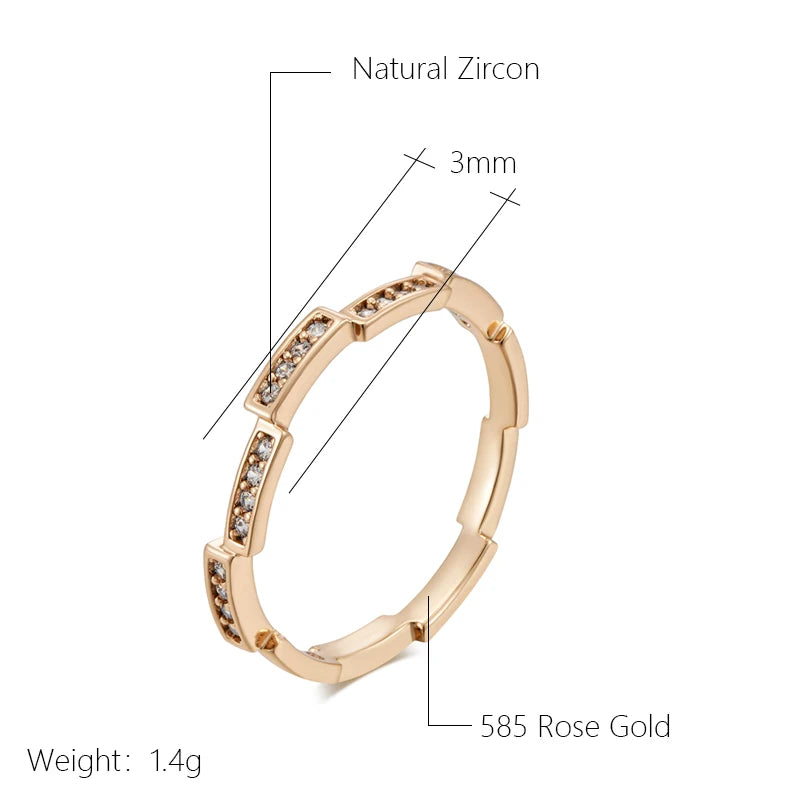 Wbmqda Stackable Geometric Zircon Ring For Women 585 Rose Gold Color Modern Fashion Style Daily Jewelry 2023 Trending