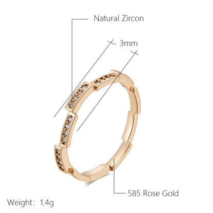 Wbmqda Stackable Geometric Zircon Ring For Women 585 Rose Gold Color Modern Fashion Style Daily Jewelry 2023 Trending