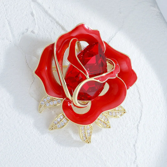 SUYU Spring New Red Flower Brooch Clothing Accessories For Women's Luxurious Design Brooch Coat Accessories