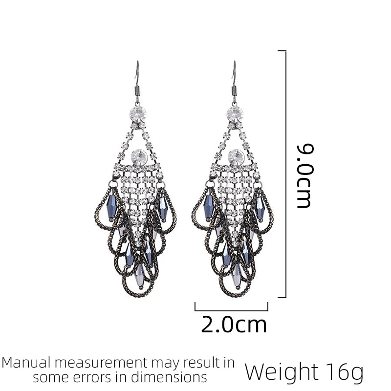 SUYU Vintage Trendy Earrings For Women Light Luxury Design Long Water Droplet Tassel Feather Earrings Daily Holiday Gifts