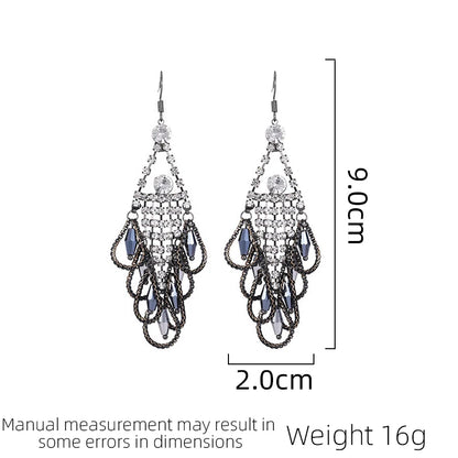 SUYU Vintage Trendy Earrings For Women Light Luxury Design Long Water Droplet Tassel Feather Earrings Daily Holiday Gifts