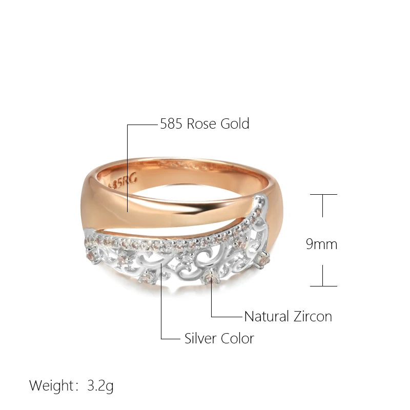 Wbmqda Luxury Romantic Wedding Party Finger Ring For Women 585 Rose Gold Silver Color Natural Zircon Setting 2023 Trendy Jewelry