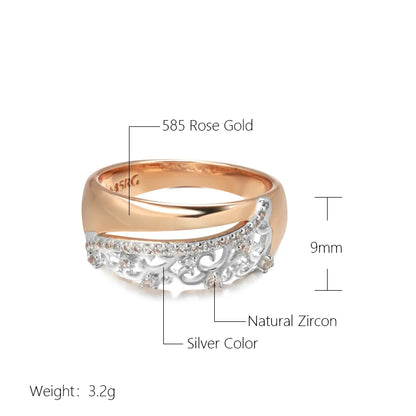 Wbmqda Luxury Romantic Wedding Party Finger Ring For Women 585 Rose Gold Silver Color Natural Zircon Setting 2023 Trendy Jewelry