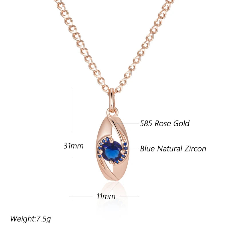 Kienl Classic Snail Chain 585 Rose Gold Color Pendant Necklace Women Blue Natural Zircon Accessories High Quality Daily Jewelry