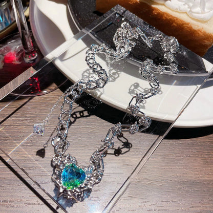 Can Ruo Xing River Blue Simulated Crystal Butterfly Brooch Gradient Cubic Zirconia Crab Ring Jewelry