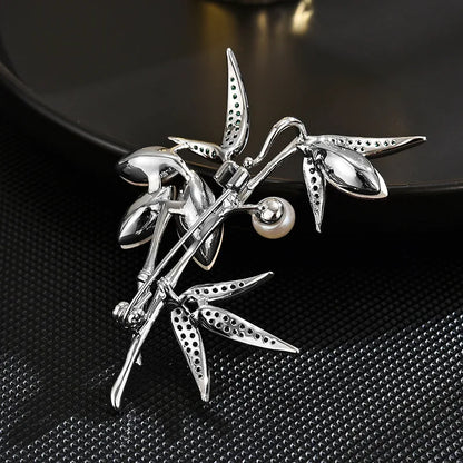 SUYU Vintage Chinese Style Elegant Temperament Bamboo Brooch Fashionable Simple And Versatile Chest Flower Accessories