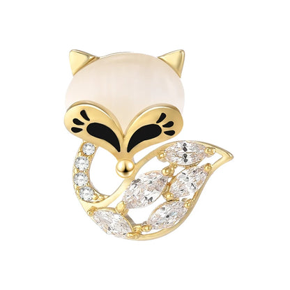 SUYU Cute Cat Eye Fox Collar Pin, Simple Temperament, Small Pin, Anti-Light Buckle, Brooch Accessories