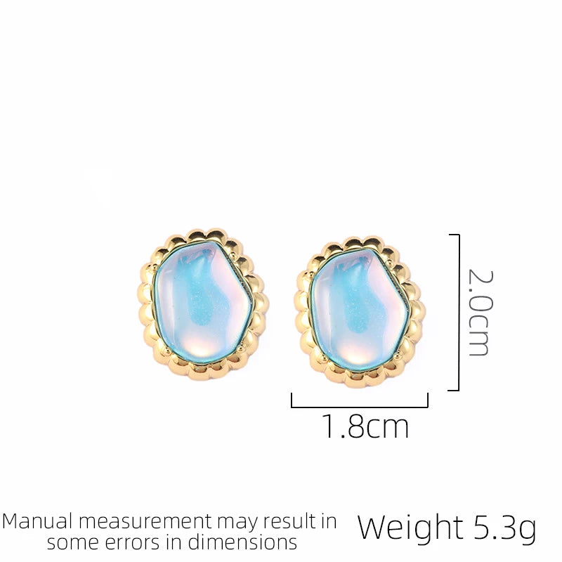 SUYU Irregular Moonlight Glass Earrings For Ornaments Small And Luxury Retro Earrings Personalized Middle Age Earrings