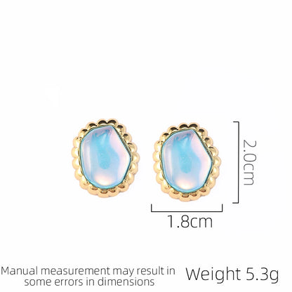 SUYU Irregular Moonlight Glass Earrings For Ornaments Small And Luxury Retro Earrings Personalized Middle Age Earrings