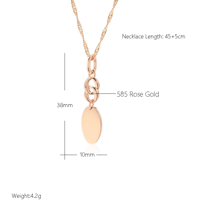 Kinel Hot Fashion Glossy Pendant Necklace 585 Rose Gold Simple Geometry Earrings For Women High Quality Daily Fine Jewelry