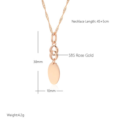 Kinel Hot Fashion Glossy Pendant Necklace 585 Rose Gold Simple Geometry Earrings For Women High Quality Daily Fine Jewelry