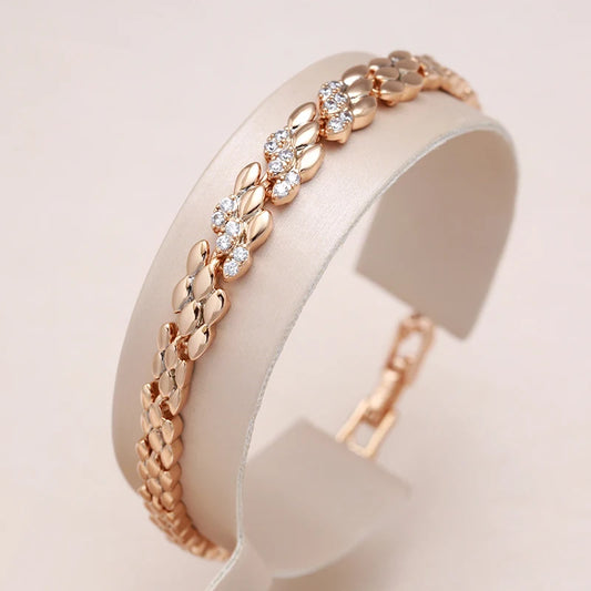 Kinel Fashion 585 Rose Gold Color Bracelet For Women Luxury Natural Zircon Bride Fine Wedding Daily Fine Jewelry 2022 New