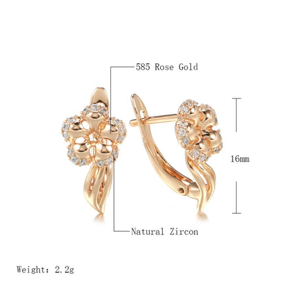 Wbmqda Luxury Crystal Flower Pendant 585 Rose Gold Color Natural Zircon Drop Earrings For Women Daily Fine Jewelry Accessories