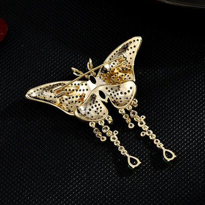 SUYU Copper Women's Light Luxury Brooch Fashion Tassel Butterfly Brooch Jewelry Gift Clothing Accessories