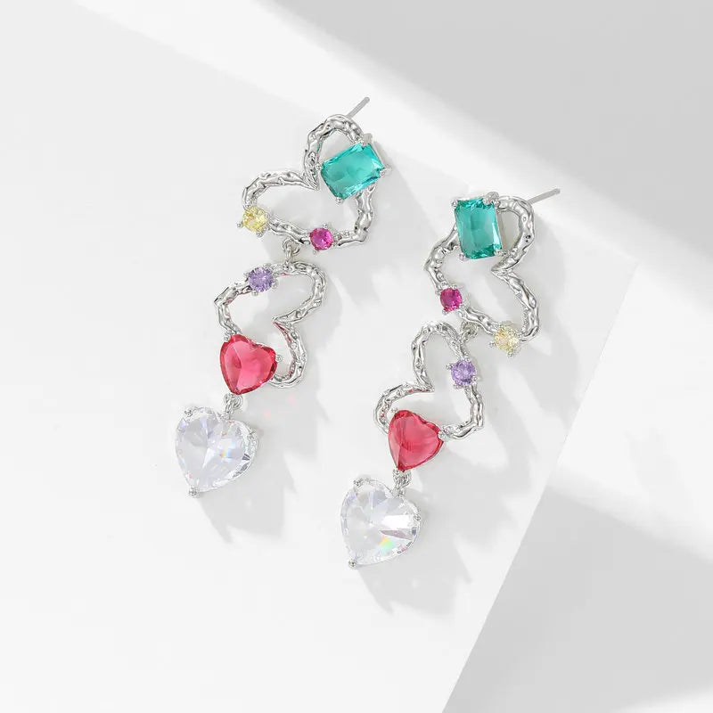 SUYU New Earwear Designer's Small Sweet Fresh and Irregular Hollow Heart shaped Earrings