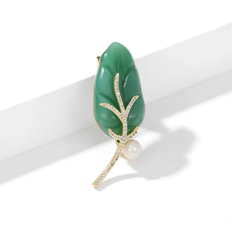 SUYU New Summer Simple Green Leaf Clothing Pins Retro Chinese Qipao Accessories Leaf Broochs