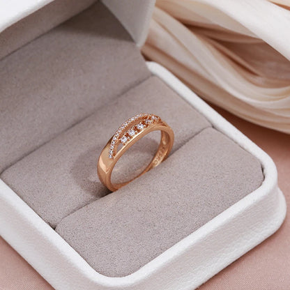 Wbmqda Fashion 585 Rose Gold Color Engagement Wedding Ring For Women With White Natural Zircon Romantic Jewelry Accessories