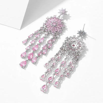 SUYU New Classic Shiny Zircon Earrings 2024 Korean Edition Long Slim Tassel Earrings Trendy And Fashionable