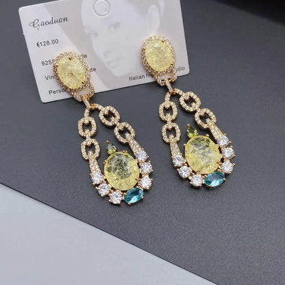 SUYU 2023 Summer French Light Luxury Broken Zircon Cracked Chain Female Minority Design Earrings