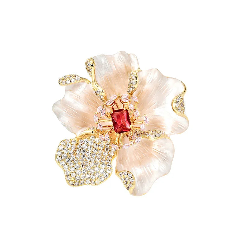 Women's Light Luxury Elegant and Fashionable Peony Bloch Brooch Versatile Small and Unique Design Daily Accessories