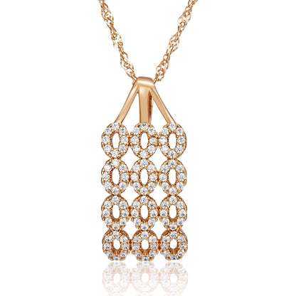 Kinel Unique Square Wide Pendant Necklace for Women Fashion 585 Rose Gold Color With Natural Zircon Ethnic Bride Retro Jewelry