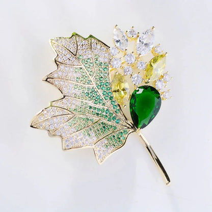 SUYU Ginkgo Leaf Brooch Elegant Temperament Creative Clothing Accessories Pin Coat Cheongsam Corsage Decoration