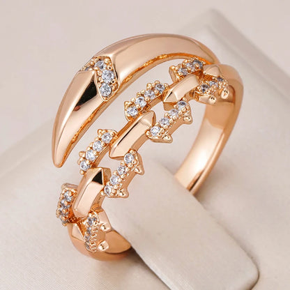 Kinel Unique Shiny Natural Zircon Big Rings For Women Luxury 585 Rose Gold Color Holiday Party Daily Fine Jewelry Free Shipping