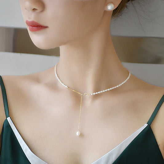 SUYU Natural Freshwater Pearl Necklace For Women Light Luxury And Versatile Niche Collarbone Chain Pearl Neck Chain Accessories