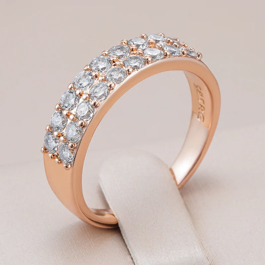 Kienl Hot Full Shiny Natural Zircon Bride Wedding Ring Fashion 585 Rose Gold Color Daily Fine Vintage Jewelry for Women Gift