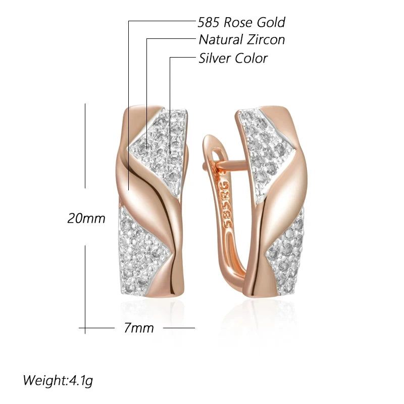 Wbmqda Luxury Square Zircon Earrings For Women 585 Rose Gold Silver Color Crossed Fashion Creative Jewelry Accessories