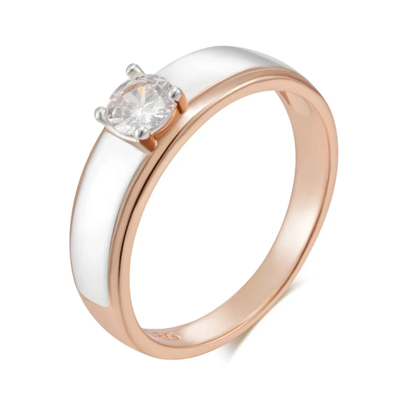 Wbmqda 585 Rose Gold Silver Color Mix Women's Rings Simple Fashion Wedding Proposal Engagement Jewelry